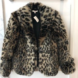 Lavender Brown faux leopard coat